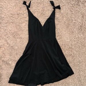 Lulu's Black Bow Strap Mini Dress